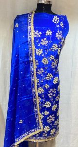 Silk Fabric with Royal blue Colour Party wear suit