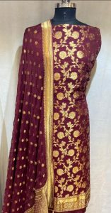 Banarsi Fabric Beatiful Dupatta attractive Mehroon colour Suit